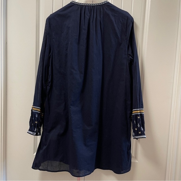 Sunday Best Navy Long Sleeve Dress with Gold Accents - Picture 4 of 12